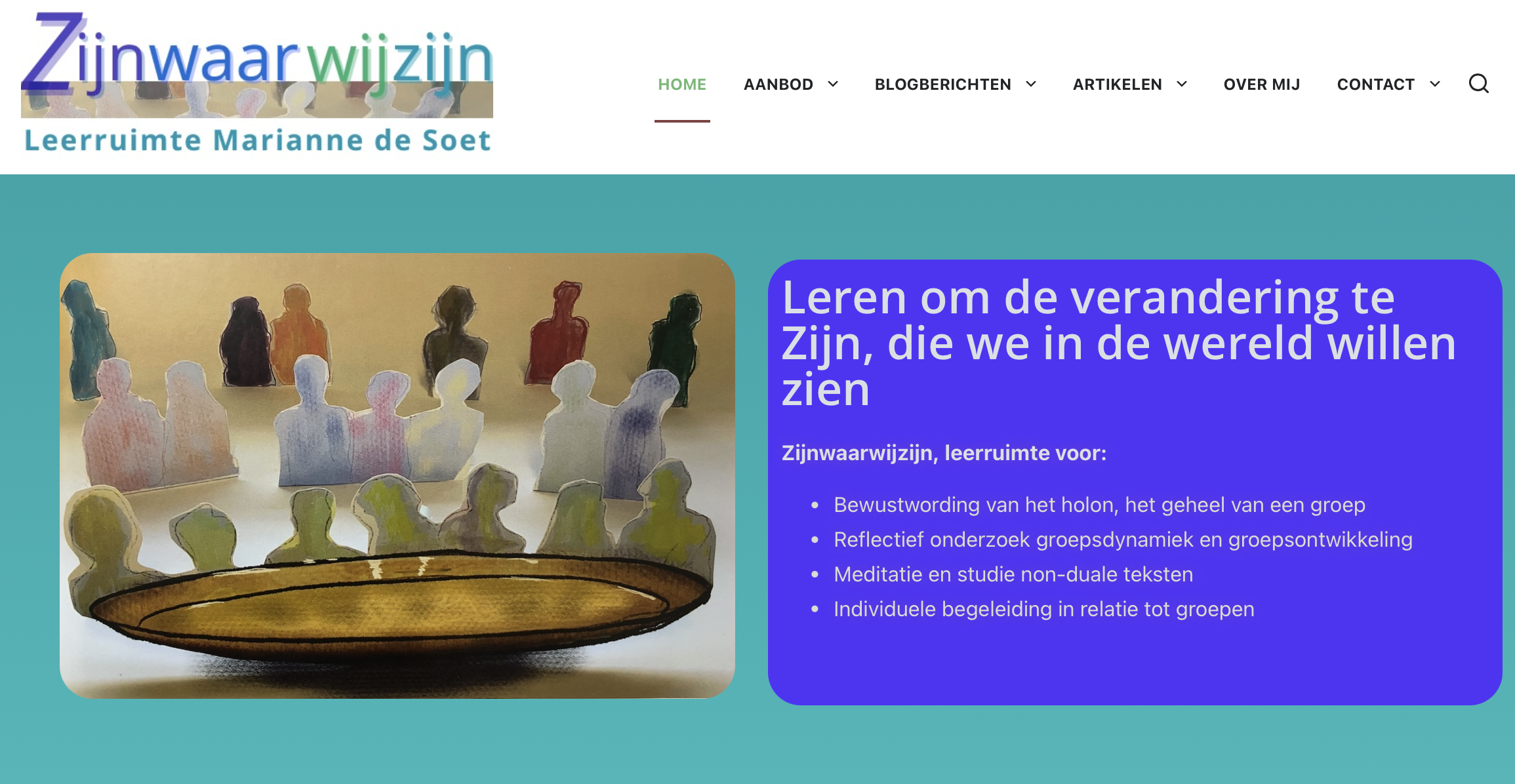 beeld van homepage van site